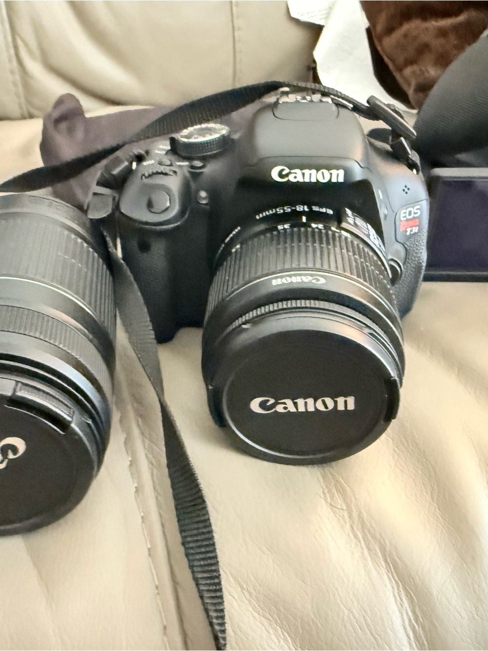 Canon Black EOS DSLR with 18-55mm and Extra Zoom Lens